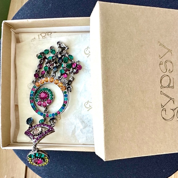 Multi colour Rhinestone drop earrings - Picture 3 of 5